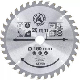 Lame de scie circulaire en métal dur | Ø 160 x 20 x 2,4 mm | 36 dents