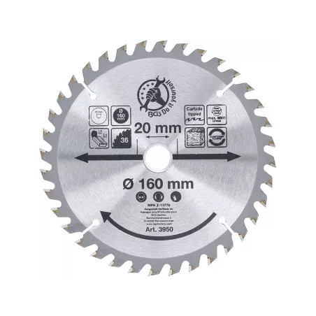 Lame de scie circulaire en métal dur | Ø 160 x 20 x 2,4 mm | 36 dents