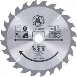 Lame de scie circulaire en métal dur | Ø 190 x 30 x 2,5 mm | 24 dents