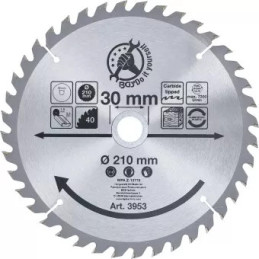 Lame de scie circulaire en métal dur | Ø 210 x 30 x 2,6 mm | 40 dents