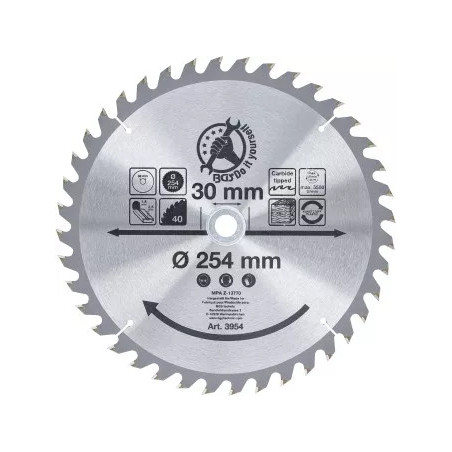 Lame de scie circulaire en métal dur | Ø 254 x 30 x 3,2 mm | 40 dents