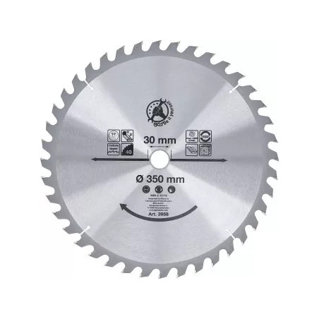 Lame de scie circulaire en métal dur | Ø 350 x 30 x 3,4 mm | 40 dents