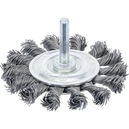 Brosse plate | arbre d'entraînement 6 mm | tressée | Ø 75 mm