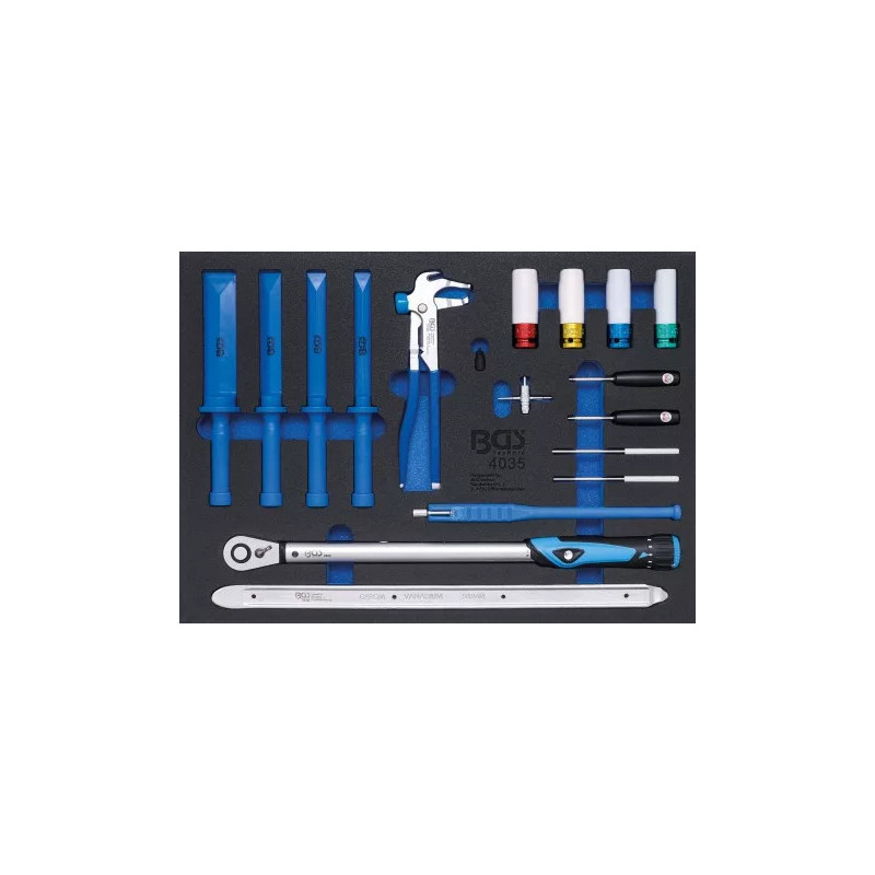 Insert de servante d'atelier 3/3 : Outils spéciaux pour le service des pneus | 18 pièces Insert de servante d'atelier 3/3 : Outils spéciaux pour le service des pneus | 18 pièces