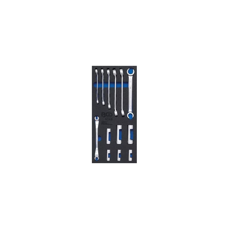 Insert de servante d'atelier 1/3 : Jeu de douilles de clé polygonale ouverte et clé spéciale | 10 mm (3/8") | 13 pièces Insert de servante d'atelier 1/3 : Jeu de douilles de clé polygonale ouverte et clé spéciale | 10 mm (3/8") | 13 pièces