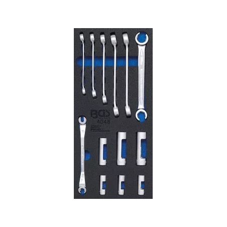 Insert de servante d'atelier 1/3 : Jeu de douilles de clé polygonale ouverte et clé spéciale | 10 mm (3/8") | 13 pièces