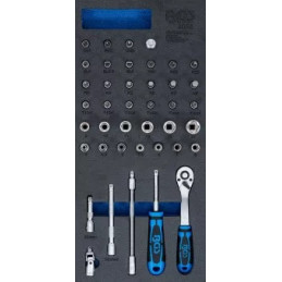Insert de servante d'atelier 1/3 : Jeu de clé à douilles | 6,3 mm (1/4) | 41 pièces