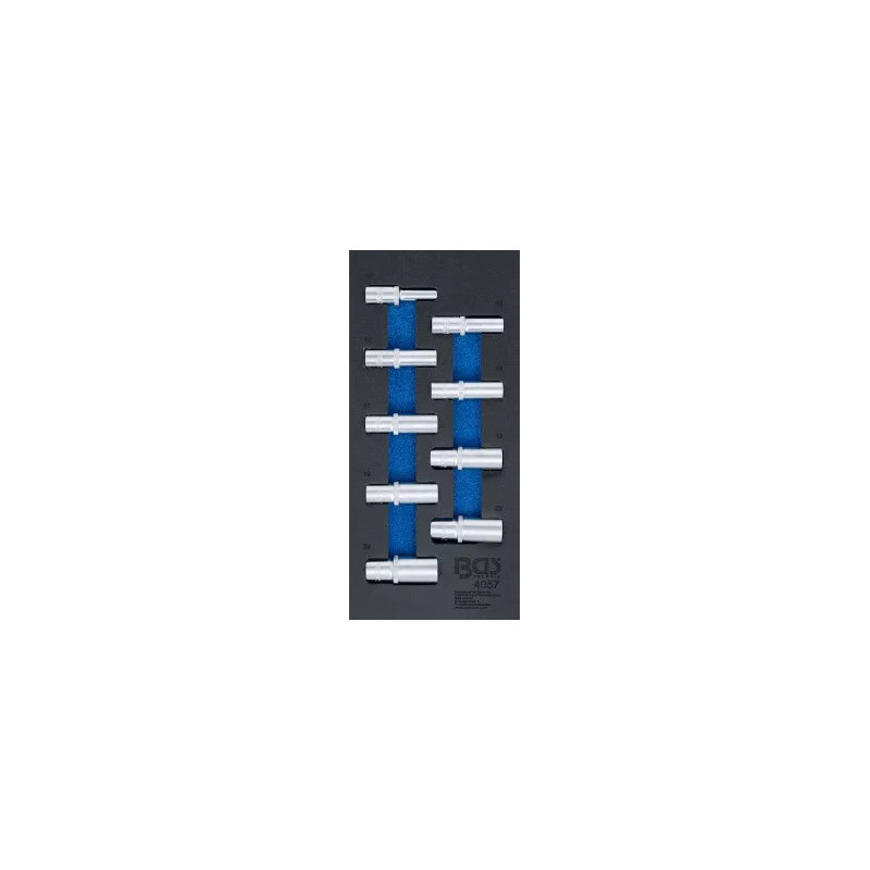 Insert de servante d'atelier 1/3 : Douilles pour clé, six pans | 12,5 mm (1/2") | 10-24 mm | longues | 9 pièces Insert de servante d'atelier 1/3 : Douilles pour clé, six pans | 12,5 mm (1/2") | 10-24 mm | longues | 9 pièces