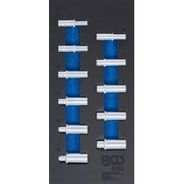 Insert de servante d'atelier 1/3 : Douilles pour clé, six pans | 10 mm (3/8") | 8 - 19 mm | longues | 11 pièces