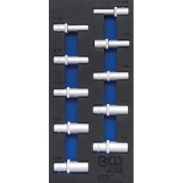 Insert de servante d'atelier 1/3 : Douilles pour clé, six pans | 12,5 mm (1/2") | en pouces | longues |10 pièces