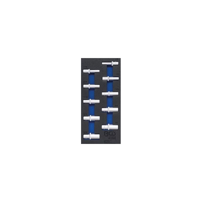Insert de servante d'atelier 1/3 : Douilles pour clé, six pans | 12,5 mm (1/2") | en pouces | longues |10 pièces Insert de servante d'atelier 1/3 : Douilles pour clé, six pans | 12,5 mm (1/2") | en pouces | longues |10 pièces