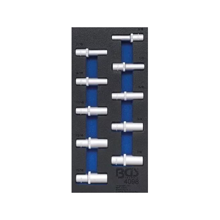 Insert de servante d'atelier 1/3 : Douilles pour clé, six pans | 12,5 mm (1/2") | en pouces | longues |10 pièces