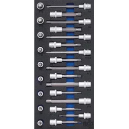Insert de servante d’atelier 1/3: Jeu de douilles à embouts | 12,5 mm (1/2") | Profil cannelé (pour Ribe) | 25 pièces