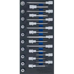 Insert de servante d’atelier 1/3: Jeu de douilles à embouts | 12,5 mm (1/2") | profil T (pour Torx) | 26 pièces