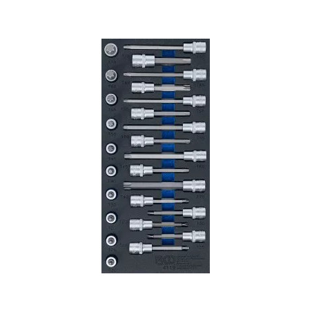 Insert de servante d’atelier 1/3: Jeu de douilles à embouts | 12,5 mm (1/2") | profil T (pour Torx) | 26 pièces