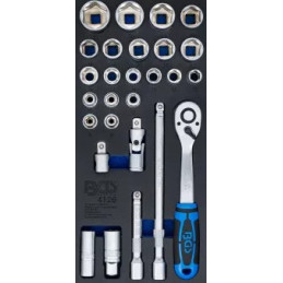 Insert de servante d'atelier 1/3 : Jeu de clé à douilles | 12,5 mm (1/2) | 27 pièces