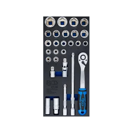 Insert de servante d'atelier 1/3 : Jeu de clé à douilles | 12,5 mm (1/2) | 27 pièces
