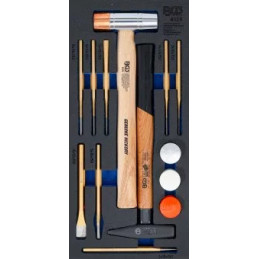 Insert de servante d'atelier 1/3 : Jeu de marteaux, de burin | 14 pièces