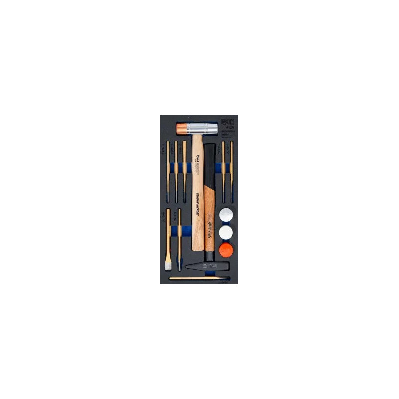 Insert de servante d'atelier 1/3 : Jeu de marteaux, de burin | 14 pièces Insert de servante d'atelier 1/3 : Jeu de marteaux, de burin | 14 pièces