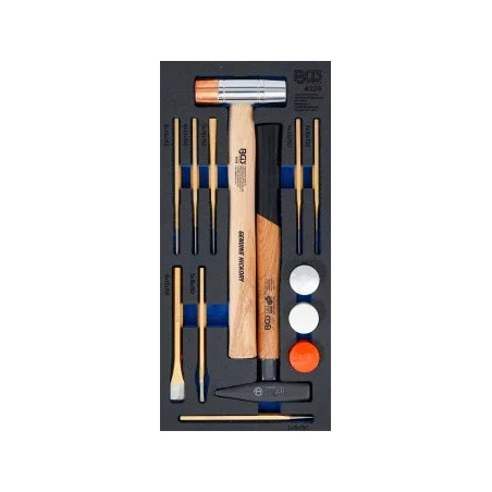 Insert de servante d'atelier 1/3 : Jeu de marteaux, de burin | 14 pièces