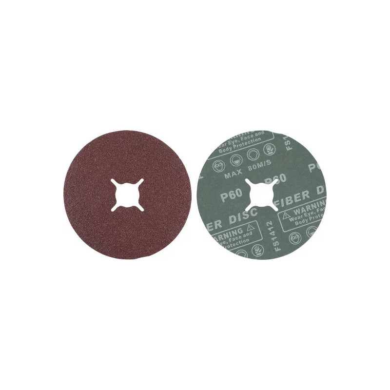 Jeu de disques abrasifs à fibres | grain 60 | oxyde d’aluminium | 10 pièces Jeu de disques abrasifs à fibres | grain 60 | oxyde d’aluminium | 10 pièces