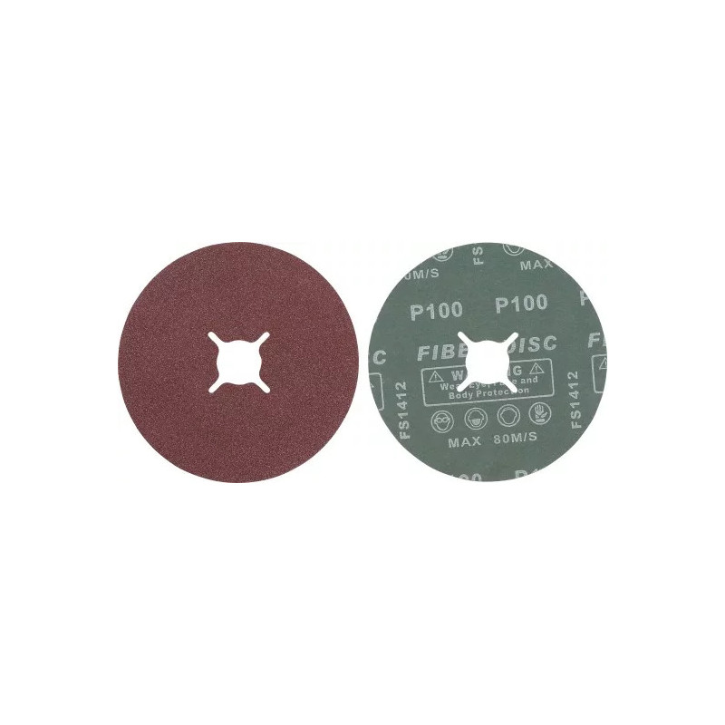 Jeu de disques abrasifs à fibres | grain 100 | oxyde d’aluminium | 10 pièces Jeu de disques abrasifs à fibres | grain 100 | oxyde d’aluminium | 10 pièces