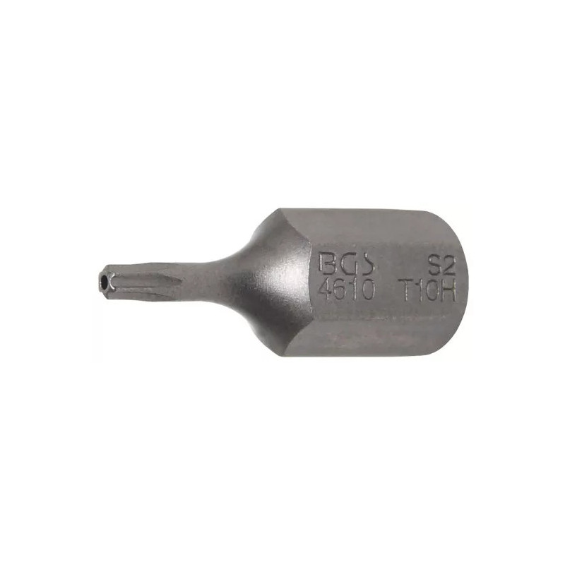 Embout | Longueur 30 mm | 10 mm (3/8") | profil T (pour Torx) avec perçage T10 Embout | Longueur 30 mm | 10 mm (3/8") | profil T (pour Torx) avec perçage T10