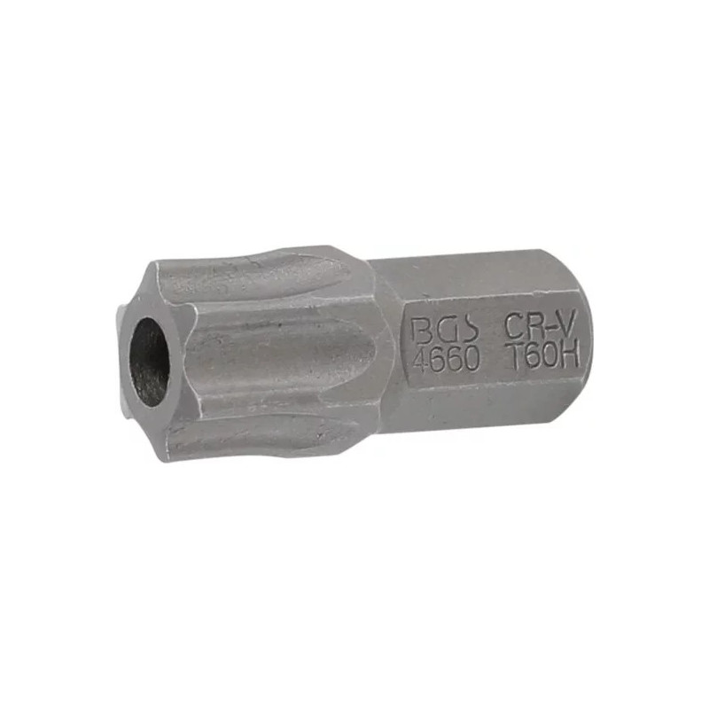 Embout | Longueur 30 mm | 10 mm (3/8") | profil T (pour Torx) avec perçage T60 Embout | Longueur 30 mm | 10 mm (3/8") | profil T (pour Torx) avec perçage T60