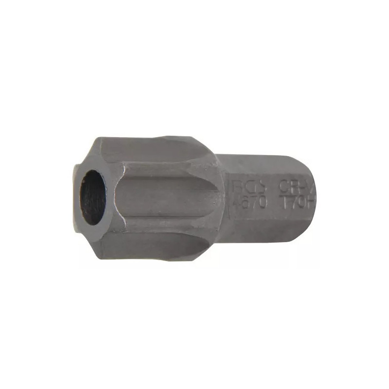 Embout | Longueur 30 mm | 10 mm (3/8") | profil T (pour Torx) avec perçage T70 Embout | Longueur 30 mm | 10 mm (3/8") | profil T (pour Torx) avec perçage T70