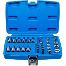 Jeu d'embouts et de clés à douille | 10 mm (3/8") | profil E / profil T (pour Torx) | 34 pièces