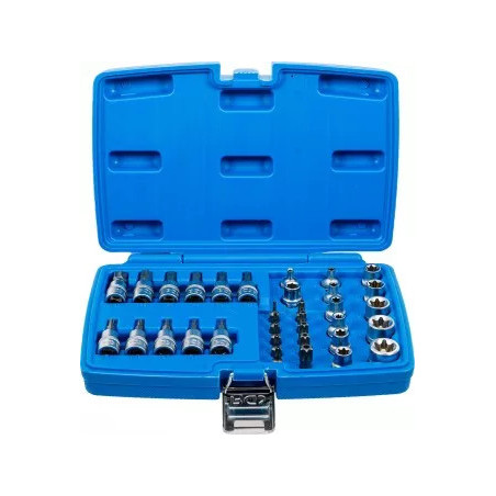 Jeu d'embouts et de clés à douille | 10 mm (3/8") | profil E / profil T (pour Torx) | 34 pièces