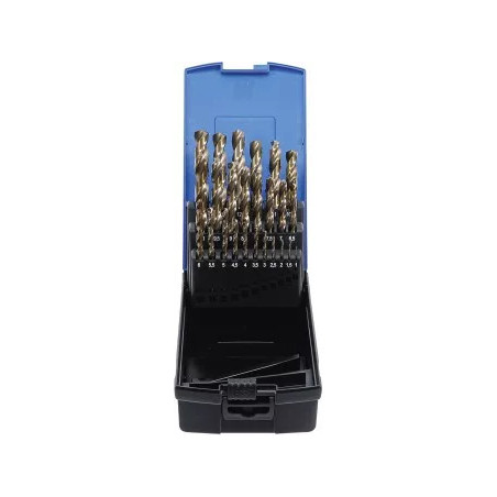 Boite de forets hélicoïdaux | HSS-G M35 | acier de cobalt | 1 - 13 mm | 25 pièces