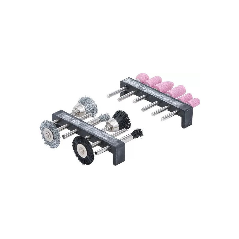 Jeu de brosses à fil d’acier / matière plastique pour meuleuse | 12 pièces Jeu de brosses à fil d’acier / matière plastique pour meuleuse | 12 pièces