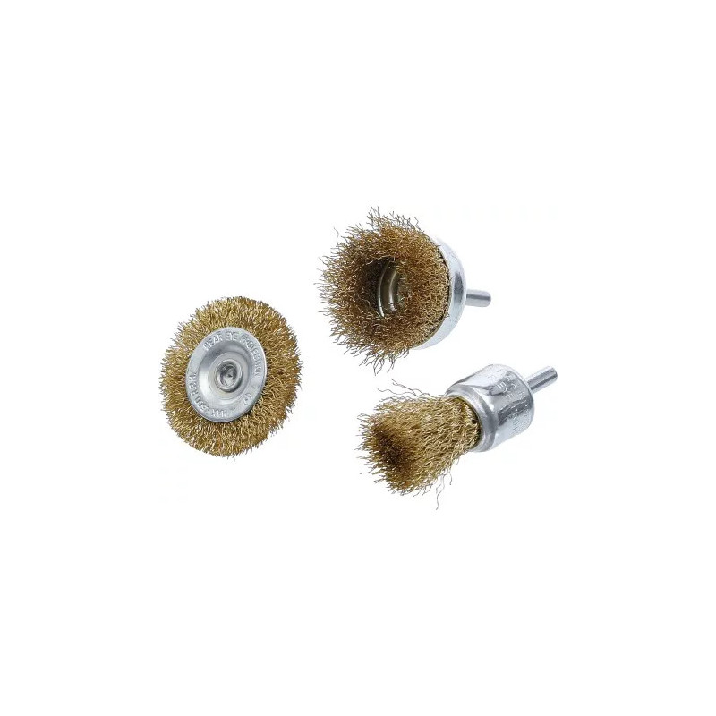 Jeu de brosses à fil d’acier | Ø 25 - 50 mm | 3 pièces Jeu de brosses à fil d’acier | Ø 25 - 50 mm | 3 pièces