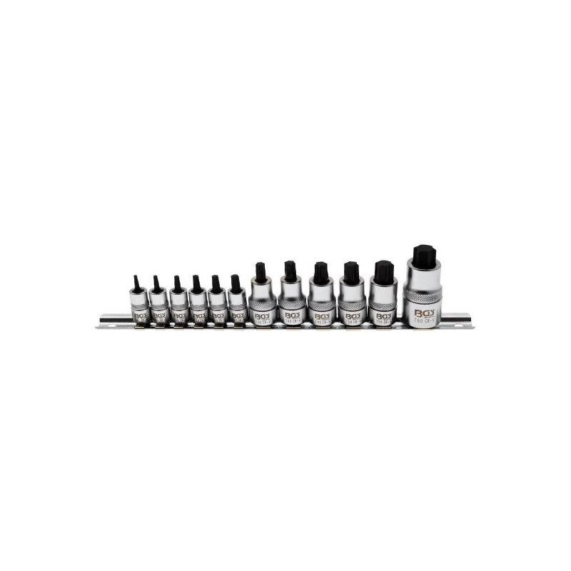 Jeu de douilles à embouts | extra courtes | Profil T (pour Torx) T8 - T60 | 12 pièces Jeu de douilles à embouts | extra courtes | Profil T (pour Torx) T8 - T60 | 12 pièces