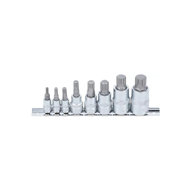Jeu de douilles à embouts | Denture multiple intérieure (pour XZN) | M4 - M16 | 8 pièces Jeu de douilles à embouts | Denture multiple intérieure (pour XZN) | M4 - M16 | 8 pièces
