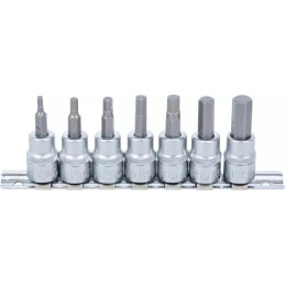 Jeu de douilles à embouts | 10 mm (3/8") | six pans intérieurs 3 - 10 mm | 7 pièces