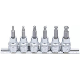 Jeu de douilles à embouts | 10 mm (3/8") | six pans intérieurs avec tête sphérique 3 - 8 mm | 6 pièces