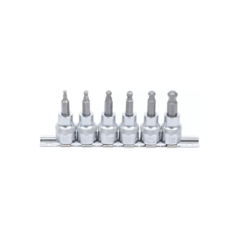 Jeu de douilles à embouts | 10 mm (3/8") | six pans intérieurs avec tête sphérique 3 - 8 mm | 6 pièces Jeu de douilles à embouts | 10 mm (3/8") | six pans intérieurs avec tête sphérique 3 - 8 mm | 6 pièces