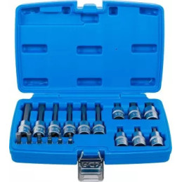 Jeu de douilles à embouts | 6,3 mm (1/4") / 12,5 mm (1/2") | six pans intérieurs | 18 pièces