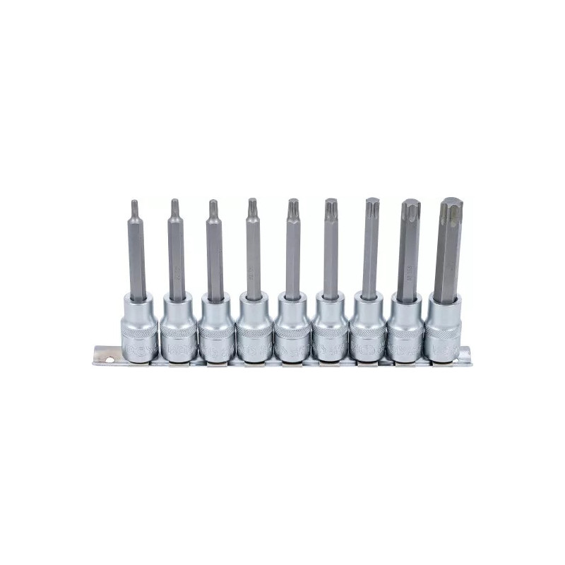 Jeu de douilles à embouts | carré femelle 12,5 mm (1/2") | profil T (pour Torx) | 9 pièces Jeu de douilles à embouts | carré femelle 12,5 mm (1/2") | profil T (pour Torx) | 9 pièces