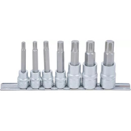 Jeu de douilles à embouts | 10 mm (3/8") / 12,5 mm (1/2") | Profil cannelé (pour Ribe) M6 - M14 | 7 pièces