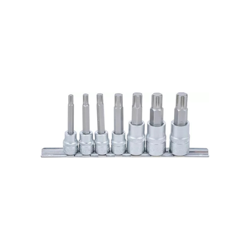 Jeu de douilles à embouts | 10 mm (3/8") / 12,5 mm (1/2") | Profil cannelé (pour Ribe) M6 - M14 | 7 pièces Jeu de douilles à embouts | 10 mm (3/8") / 12,5 mm (1/2") | Profil cannelé (pour Ribe) M6 - M14 | 7 pièces
