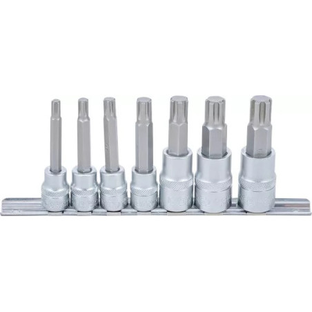 Jeu de douilles à embouts | 10 mm (3/8") / 12,5 mm (1/2") | Profil cannelé (pour Ribe) M6 - M14 | 7 pièces