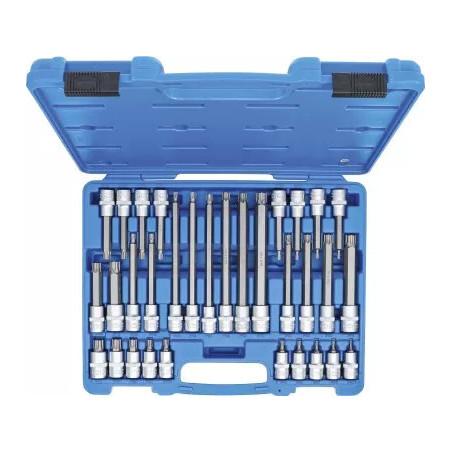 Jeu de douilles à embouts | 12,5 mm (1/2") | Profil TP (pour Torx Plus) TP20 - TP70 | 32 pièces