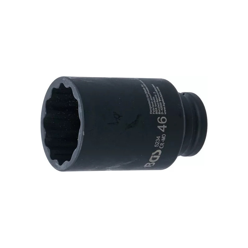Douille à choc, douze pans, longue | 12,5 mm (1/2") | 46 mm Douille à choc, douze pans, longue | 12,5 mm (1/2") | 46 mm