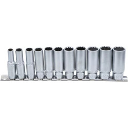 Jeu de douilles, douze pans, longues | 10 mm (3/8") | 8 - 19 mm | 11 pièces