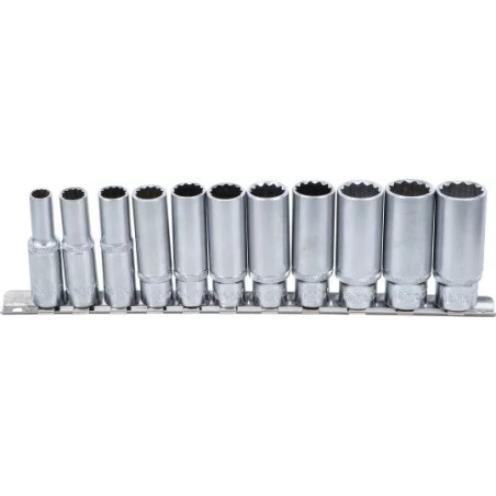 Jeu de douilles, douze pans, longues | 10 mm (3/8") | 8 - 19 mm | 11 pièces