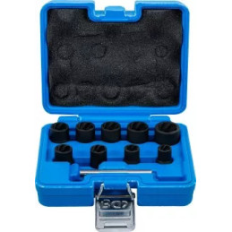 Jeu de douilles spiralées/extracteur de vis | 10 mm (3/8") | 10 - 19 mm | 10 pièces