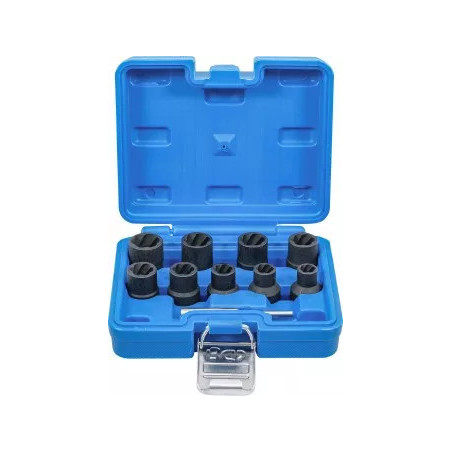 Jeu de douilles spiralées/extracteur de vis | 12,5 mm (1/2") | 10 - 19 mm | 10 pièces